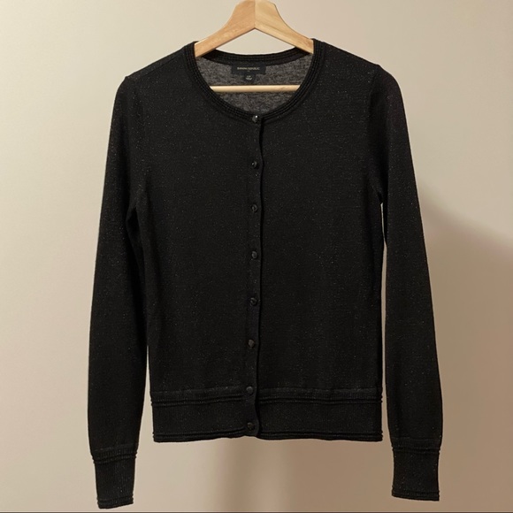 Banana Republic Cardigan in Black and Metallic with Jewelled Shaped Buttons - Picture 1 of 6
